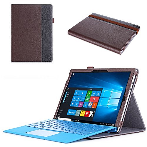 Microsoft Surface Pro 4 Case - ProCase Premium Folio Cover Case for Surface Pro 4 (12.3"), Compatible with Surface Pro 4 Type Cover Keyboard, Built-in Stand with Multiple viewing Angles (Brown)