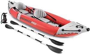 Intex Excursion Pro Kayak, Professional Series Inflatable Fishing Kayak, K2: 2-Person, Red