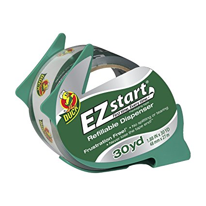 Duck Brand EZ Start Packaging Tape with Dispenser, 1.88-Inch x 30-Yard Roll, Single Roll, Clear (393192)