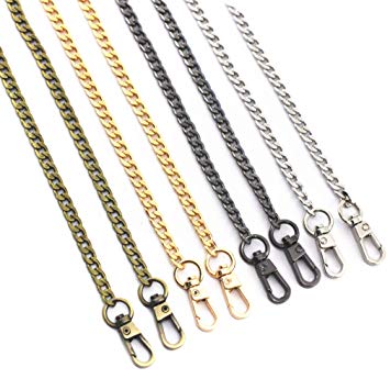 Model Worker 4PCS 47" DIY Iron Flat Chain Strap Thin Dainty Finished Handbag Chains Accessories Purse Straps Shoulder Cross Body Replacement Straps with Metal Buckles (Gold Silver Black Bronze)
