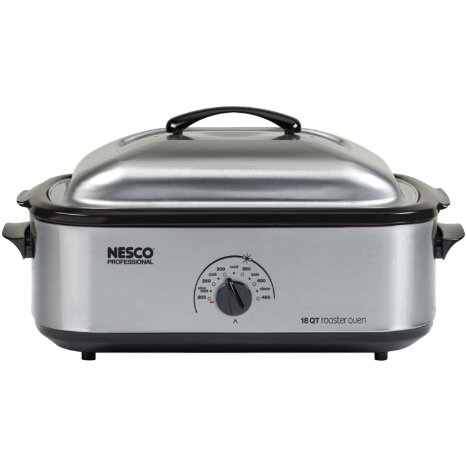 Nesco 4818-25PR 18-Quart Professional Roaster Oven, Stainless Steel Base and Lid.