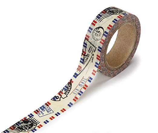 DARICE 1217-144 Washi Tape Roll, 5/8 by 315-Inch, Air Mail Design