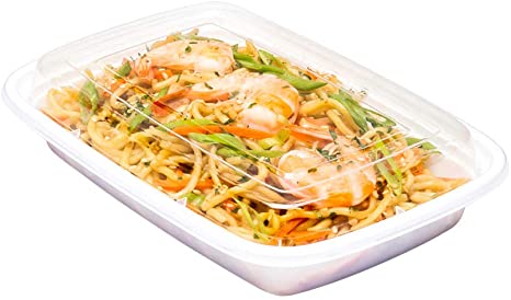 Asporto Microwavable To-Go Container - BPA Free PP Rectangular Take Out Food Container with Clear Plastic Lid - Catering & Takeout - 16 oz - White - Plastic - Disposable - 100ct Box - Restaurantware