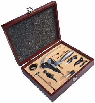 Wine Gift Set 9 Piece Wine Accessories -The Only 9 Piece Gift Set that Includes an Wine Aerator, Rabbit Lever Corkscrew, Wine Accessories Wedding Gift Anniversary Gifts.