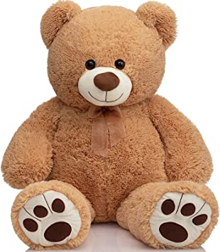 HollyHOME Teddy Bear Stuffed Animal Plush Giant Teddy Bears with Footprints Big Bear 36 inch Tan