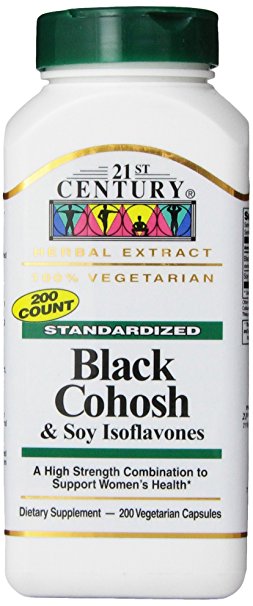 21st Century Black Cohosh and Soy Isoflavones Veg Capsules, 200 Count
