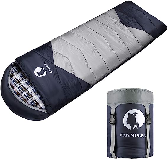 CANWAY Sleeping Bag with Compression Sack, Lightweight and Waterproof for Warm & Cold Weather, Comfort for 4 Seasons Camping/Traveling/Hiking/Backpacking, Adults & Kids