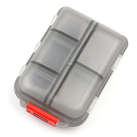 GOTITENI Pill Case, Travel Portable Pill Organizer for Vitamins, Supplements and Medication Storage, Translucent Black
