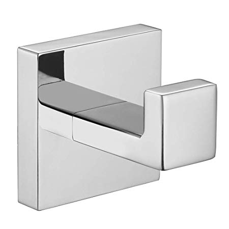 VELIMAX Stainless Steel Towel Hook Single Robe Hook Square Bathroom Hook for Towels Wall Mounted, Polished Finish