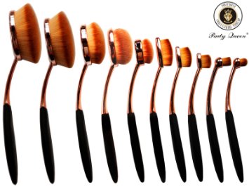 Party Queen New 10Pcs Elite Oval Tooth Design Makeup Brush Set For Applying Cosmetic Products