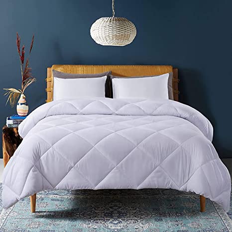 Cosybay Down Alternative Comforter White - Corner Duvet Tabs- Double Sided & Lighweight -All Season Duvet Insert-Stand Alone Comforter – Queen Size（88×92 Inch）