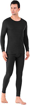 David Archy Men's Base Layer Undershirts Underwear Ultra Soft Winter Warm Top & Bottom Thermal Set Long Johns with Fly