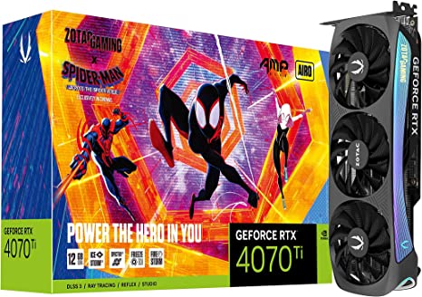 ZOTAC Gaming GeForce RTX 4070 Ti AMP AIRO Spider-Man: Across The Spider-Verse Inspired Graphics Card Bundle - ZT-D40710F-10SMP