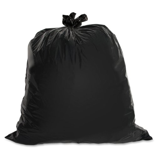 Genuine Joe GJO01534 Heavy Duty Low-Density Puncture Resistant Trash Bag, 45 gallon Capacity, 46" Length x 39" Width x 1.50 mil Thickness, Black (Box of 50)