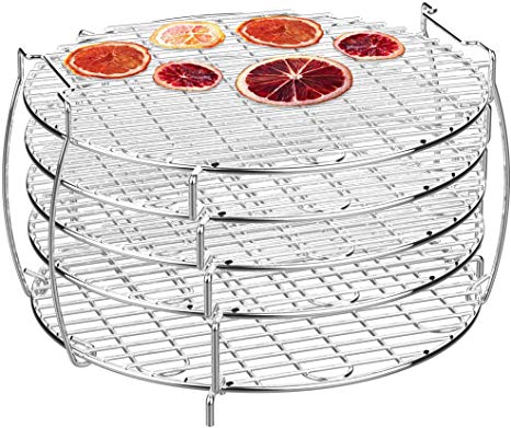 Dehydrator Rack, Packism 5 Tier Food Dehydrator Stand for Ninja Foodi Accessories, Fits 6.5 qt and 8 qt Ninja Foodi Pressure Cooker and Air Fryer, Food Grade 304 Stainless Steel, Silver