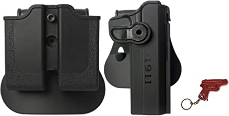 Z2010   Z1030 IMI Defense Double Mag Pouch & Holster for Fits 1911 Variants with and without rails, 5"   Leather Keychain (Black)
