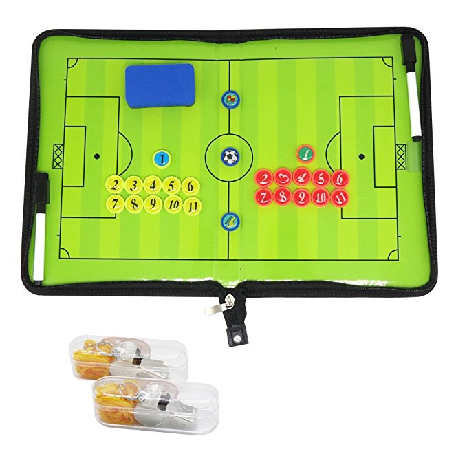Football tactic wallet coach board, coach folder for a professional football coach with magnets, pens, an eraser, whistles.