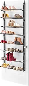 Whitmor 24 Pair Door Shoe Organizer, Sturdy Closet Storage Rack Hangs on Closets for Shoes