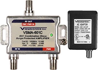 Viewsonics VSMA-601C 1-Port 15dB Cable TV HDTV Signal Booster / Amplifier (Retail Package)