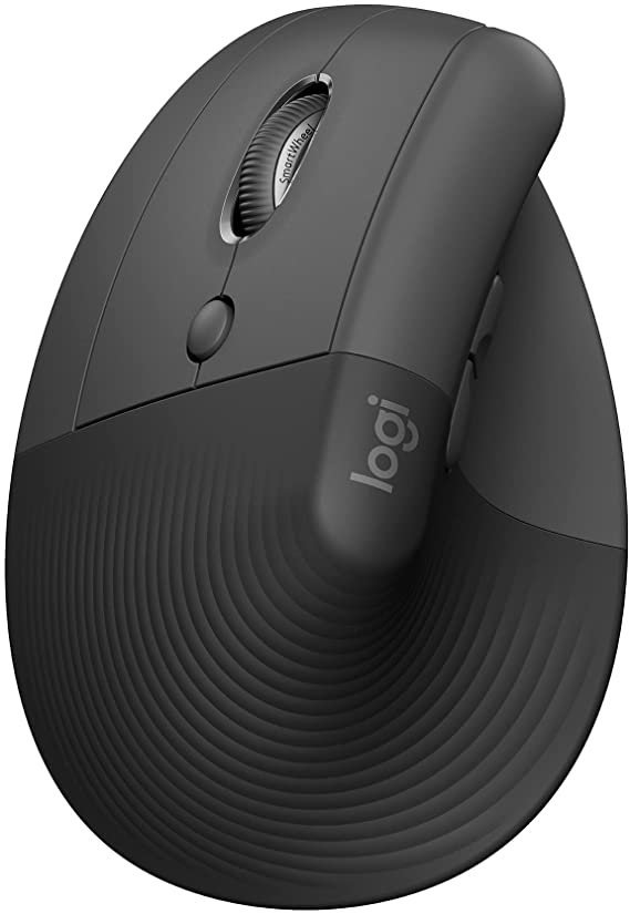 Logitech Lift Left Vertical Ergonomic Mouse, Left-Handed, Wireless, Bluetooth or Logi Bolt USB, Quiet clicks, 4 Buttons, Compatible with Windows/macOS/iPadOS, Laptop, PC - Graphite