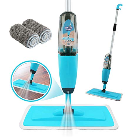 Kray Spray Mop Strongest Heaviest Duty Mop - Best Floor Mop Easy to Use - 360 Spin Non Scratch Microfiber Mop with Integrated Sprayer - Includes Refillable 700ml Bottle & 2 Reusable Microfiber Pads