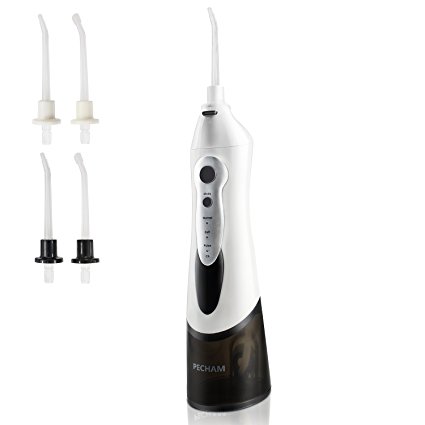 PECHAM Water Flosser, Portable and Cordless Oral Irrigator Dental Care 3 Mode USB Rechargeable Waterproof for Home and Travel (Black)