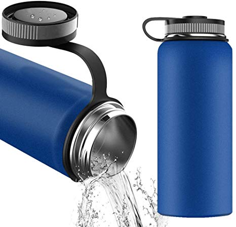 32 Oz Water Bottle - Double Wall Vacuum Stainless Steel Water Bottle Keeps Hot or Cold, Leak Proof Sports Water Bottle with Wide Mouth for Camping Travel, Thermos for Home, Office Outdoor