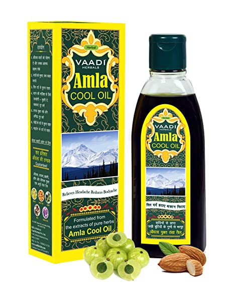 Amla Oil - Brahmi Oil - Blend of Brahmi and Amla Herbal Oil - Keeps the Hair Cool(Hair Oil for Hair Growth) - all Natural - Herbal Therapeutic Grade - 6.76 Ounces, Vaadi Herbals