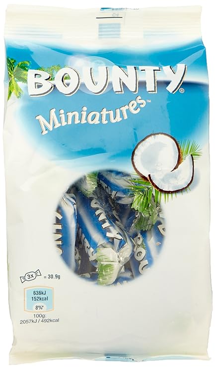 Bounty Miniatures 150g Milk Chocolate Bars, Filled with Juicy Coconut Cream, 130g