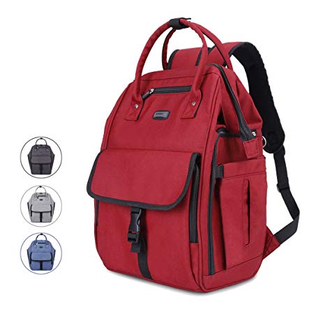 Diaper Bag Backpack with Anti-theft Design, 15 Pockets, Large Capacity Diaper Backpack, Waterproof, Stroller Straps and Changing Pad, Red