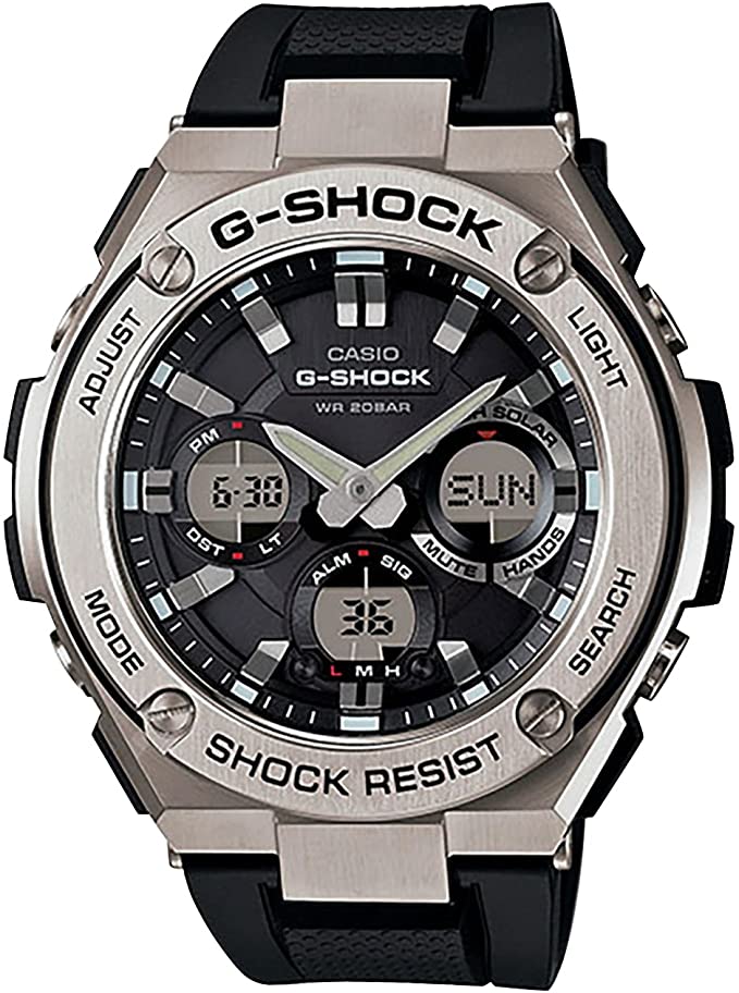 Casio Men's G Shock Stainless Steel Quartz Watch with Resin Strap, Black, 26.8 (Model: GST-S110-1ACR)