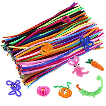 Caydo 200 Pcs Pipe Cleaners Chenille Stem 6 mm x 12 Inch, Assorted Colors