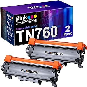 E-Z Ink (TM TN760 Compatible Toner Cartridges Replacement for Brother TN-760 TN730 TN-730 to Use with MFC-L2710DW MFC-L2750DW HL-L2350DW HL-L2370DW HL-L2395DW HL-L2390DW DCP-L2550DW (Black, 2 Pack)