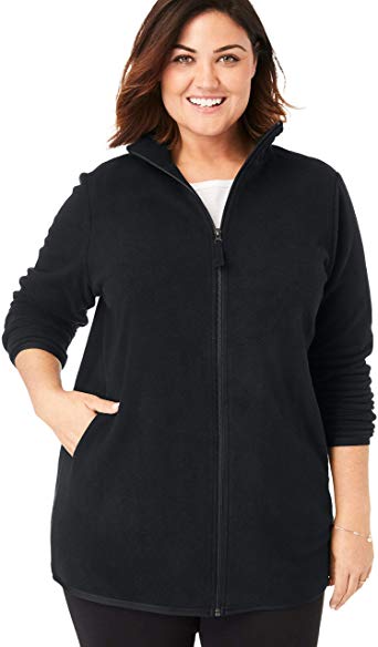 Woman Within Women's Plus Size Zip-Front Microfleece Jacket