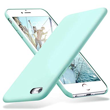 KUMEEK iPhone 6s Plus Case, iPhone 6 Plus Case, Liquid Silicone Rubber with Soft Microfiber Cloth Cushion Protective Case Thin Slim for iPhone 6s Plus/iPhone 6 Plus - Mint