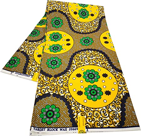 AB African Fabric African Print Fabric Ankara Wax 6 Yards Ankara Fabric Kente Wax Cloth Fabric, 45 Inches