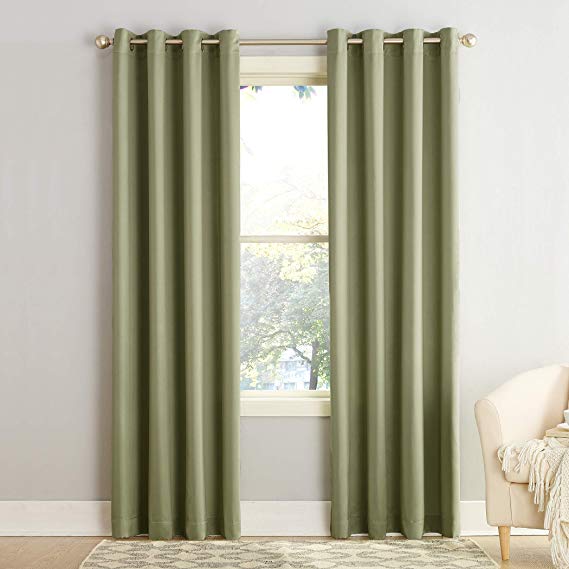 Sun Zero Barrow Energy Efficient Grommet Curtain Panel, 54" x 95", Sage Green