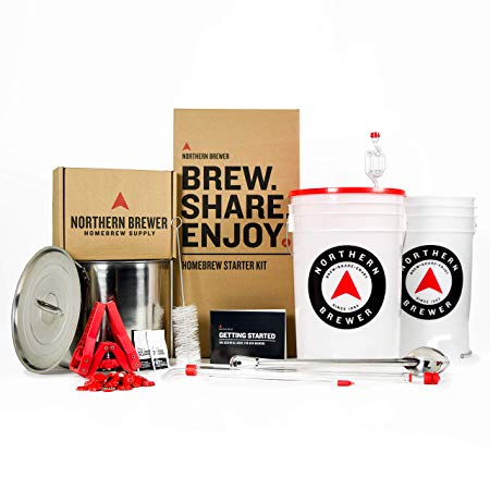 Northern Brewer - Brew. Share. Enjoy. HomeBrewing Starter Set With Beer Brewing Recipe Kit And Stainless Steel Brew Kettle - Equipment For Making 5 Gallons Of Homemade Beer (Hank's Hefeweizen)