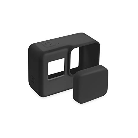FINENIC GoPro Hero 7(Black)/6/5 Lens Protector case Accessories, Silicone Protective Cover Case and Lens Cap Protector Cover for Gopro Hero 5/6/7 Action Camera (Black)
