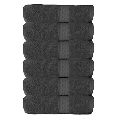 Turkish Luxury Hotel & Spa 13" X 13" WashCloths Genuine 100% Cotton from Turkey Extra-Absorbent Towels - 1000 gsm 6 PACK, GRAY