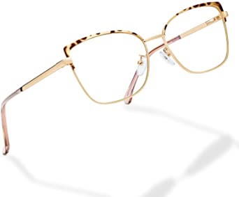 Blue-Light-Blocking-Glasses for Women Cat Eyes-Fashion Metal Frame Anti Eyestrain Eyeglasses