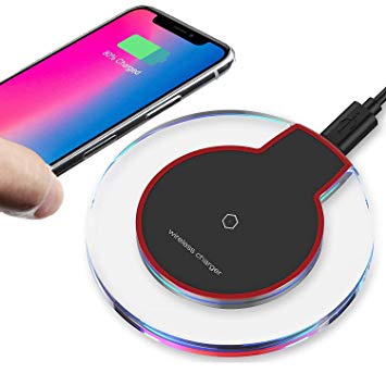 [2019 Upgraded] Zkai Fast Wireless Charger, Qi Fast-Charging Wireless Charger Pad Compatible Phone XS MAX/XS/XR Note 8 S8/S8 Plus/S7/S7 Edge/S6 and All Qi-Enabled Phones - MN07