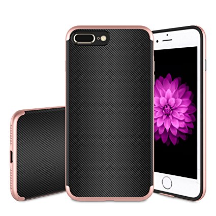 For iPhone 7 Plus Case,Torubia [Slim Fit] Premium TPU PC Shock Absorption Bumper Protection Anti-Skid Texture Cover Lightweight Case for iPhone 7 Plus 5.5 inch - Rose Gold