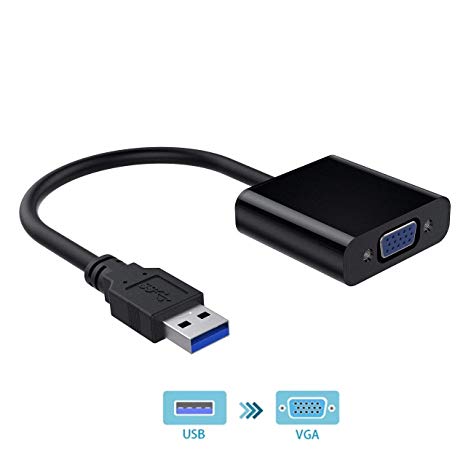 USB to VGA Converter, USB 3.0/2.0 to VGA External Video Card Multi Screen Display Converter Support Resolution 1080p for Win 7/8/8.1/10 Desktop Laptop PC Monitor Projector HDTV [No Need CD Driver]