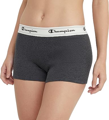 Champion womens Heritage Boyshort Underwear, Stretch Cotton Boyshort Panties, Single Or 3-pack