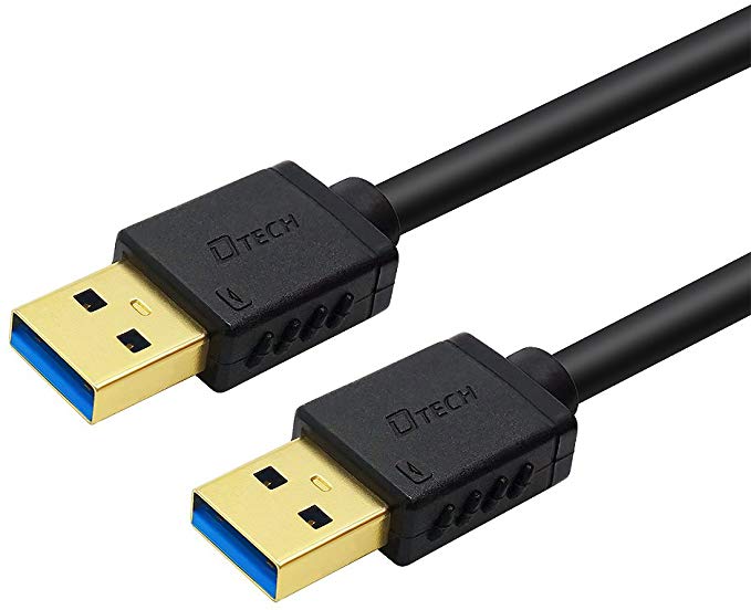 DTECH USB Type A 3.0 Cable 6 ft Male to Male High Speed Data Cord in Black