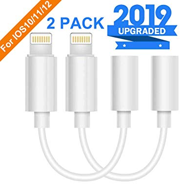 Lighting to 3.5 mm Headphone Adapter Aux Cable 2 Pack Play and Plug,Compatible with iPhone X/Xs/Xs Max/XR 7/8/8Plus iOS 10/11/12