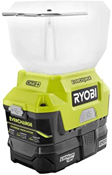 RYOBI 18-Volt ONE  Lithium-Ion Cordless EVERCHARGE LED Area Light with (1) 1.3 Ah Battery and (1) Wall Mount Adaptor Charger