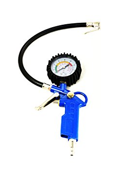 Yuanshikj Heavy Duty 220 PSI Tire Inflator Gauge and Quick Connect Coupler Tire Inflator with Gauge Tire Inflator, 3-in-1 Inflation Gun, Locking Chuck and 2-inch Gauge, 1/4" NPT and Flexible Hose