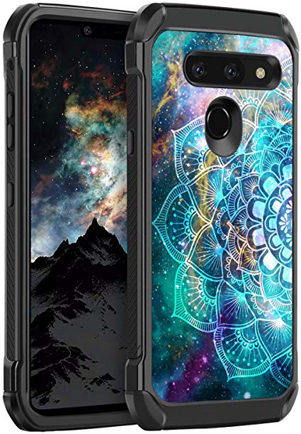 BENTOBEN Case for LG G8 ThinQ/LG G8, Shockproof Glow in The Dark Luminous 2 in 1 Hard PC Soft TPU Bumper Non-Slip Protective Phone Case Cover for LG G8 Thin Q/LG G8 2019 Release, Mandala in Galaxy